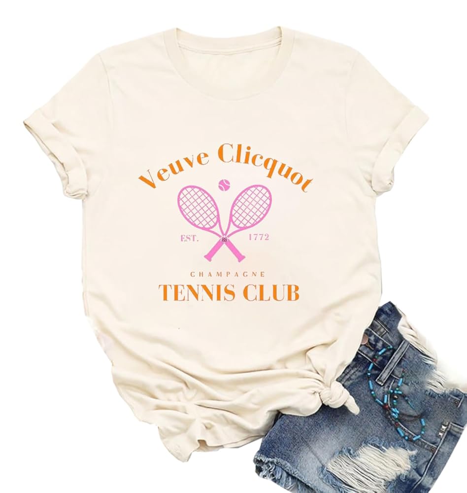 Yimoya Vintage Tennis Club T Shirt Womens Casual Tennis Tee